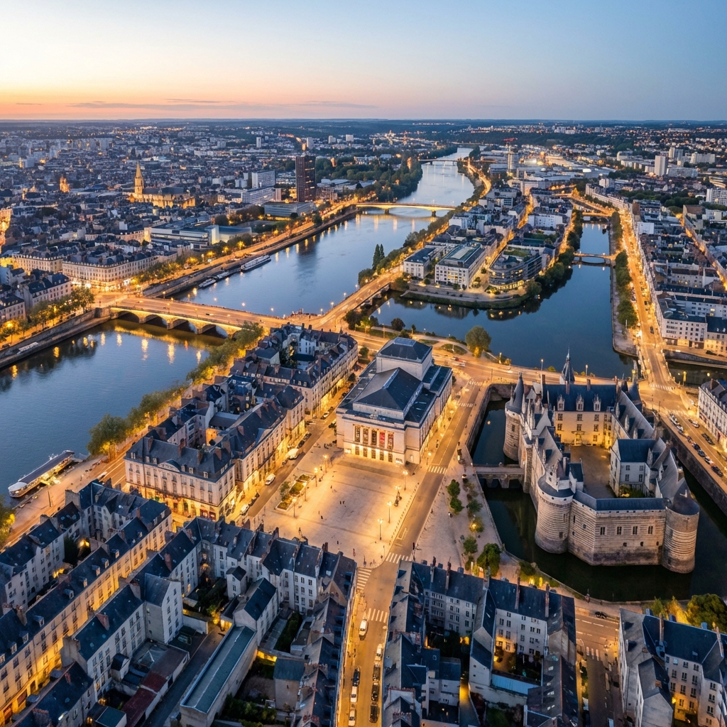 Vue aérienne de la ville de Nantes